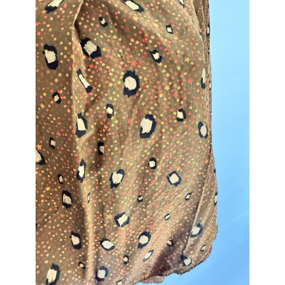 Slate & Willow Women’s 100% Silk Faux Wrap Dress Brown Animal Spots Size 4 - Picture 3 of 6
